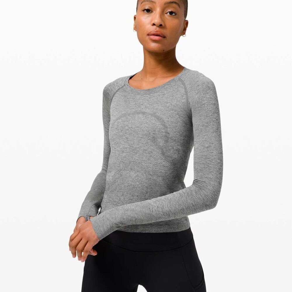 Lululemon Swiftly Tech Long Sleeve 2.0*Race Length -12 Graphite Grey/Silver Drop